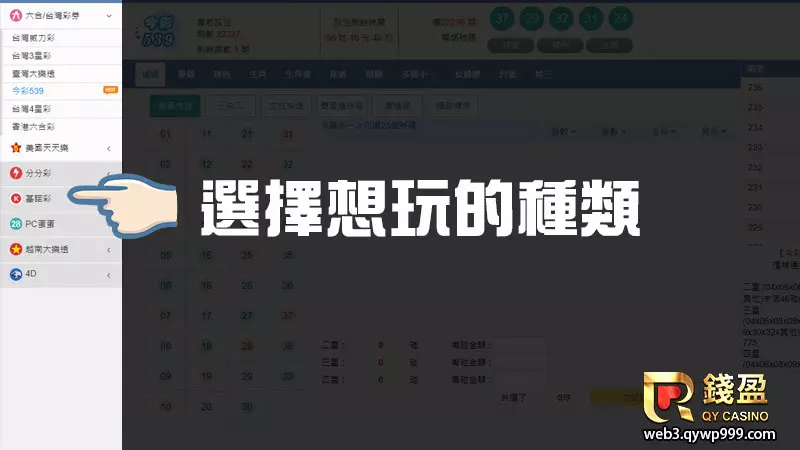 錢盈娛樂城樂透彩球怎麼玩|步驟四|選擇想玩的彩球彩票種類